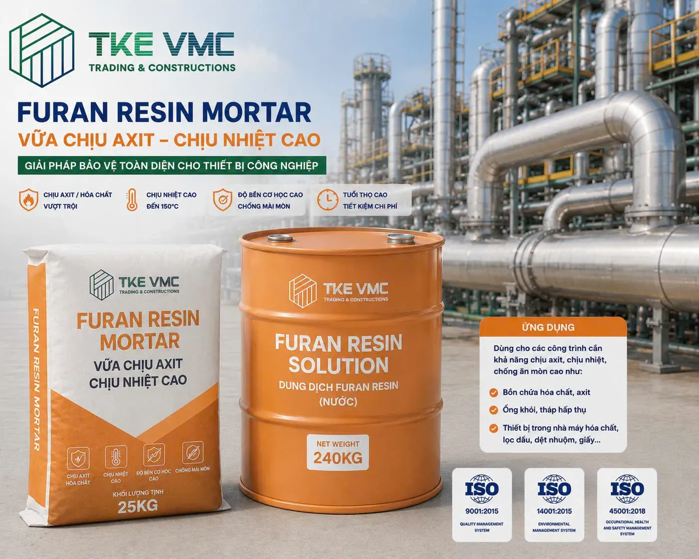 Hình ảnh VỮA NHỰA FURAN RESIN KHÁNG HÓA CHẤT MẠNH